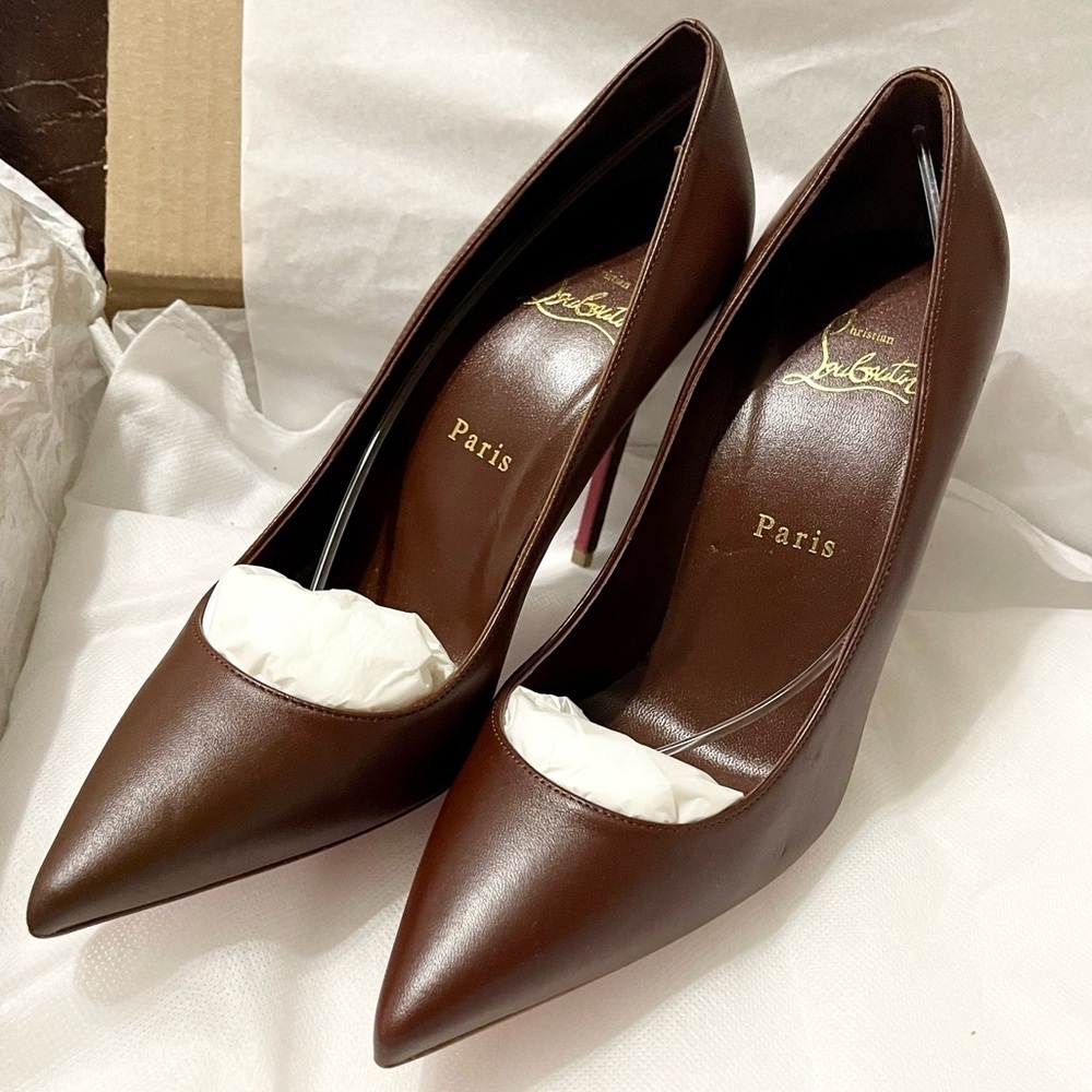 Christian Louboutin Kate 100mm. Napa lux supple leather chocolate brown EU37 - Picture 5 of 12